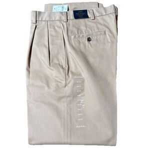 NWT Brooks Brothers Men Advantage Chino Elliot Pants 33x31* Beige Pleated Cuffed